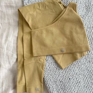 SET Active One Shoulder Gold Sculptflex Legging and Bra set